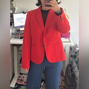 J. Crew Red blazer with stripped lining